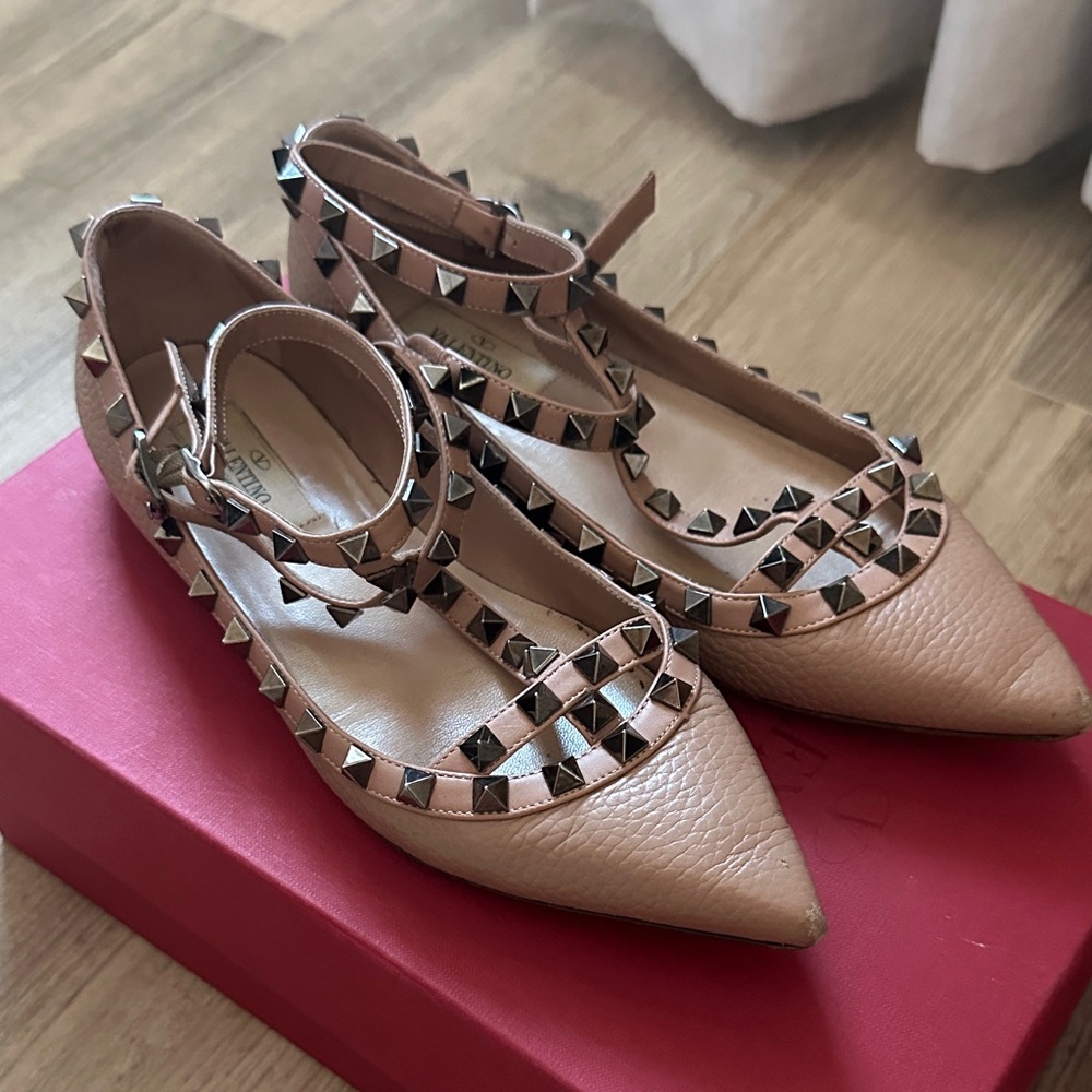 Valentino Pink Studded Leather Heels